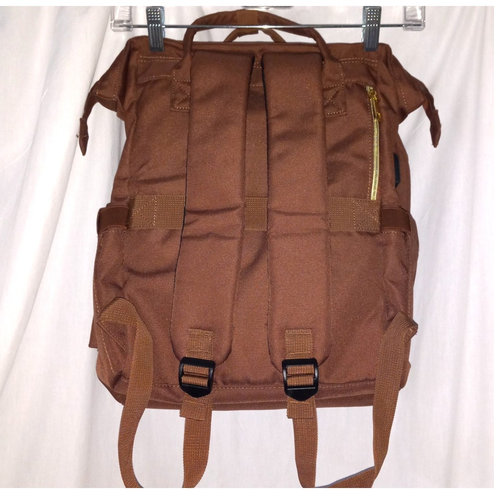 Lovevook Coffee Brown‎ Color Diaper Bag Backpack NWOT Gold Trim Laptop Pocket - Picture 3 of 10